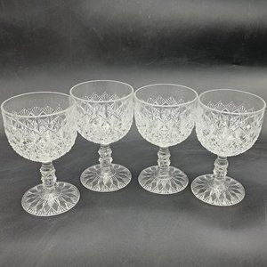 4 Antique Wine Glasses By King & Son Glass